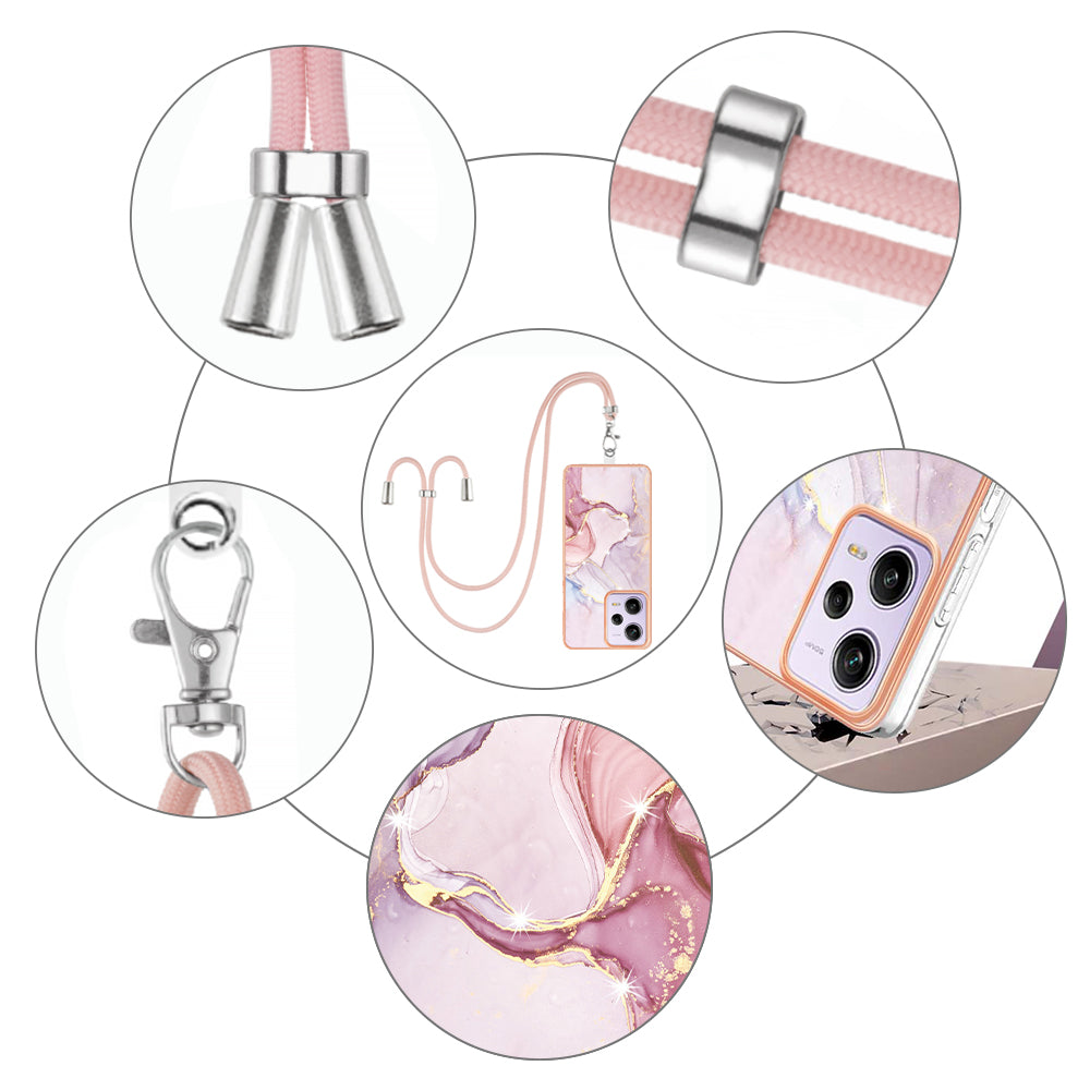 YB IMD Series-9 TPU Phone Case for Xiaomi Redmi Note 12 Pro 5G / Note 12 Pro Speed 5G / Poco X5 Pro 5G , Marble Pattern Electroplated Cover - Rose Gold 005 YB IMD Series-9 TPU Phone Case for Xiaomi Redmi Note 12 Pro 5G / Note 12 Pro Speed 5G / Poco X5 Pro 5G , Marble Pattern Electroplated Cover - Rose Gold 005